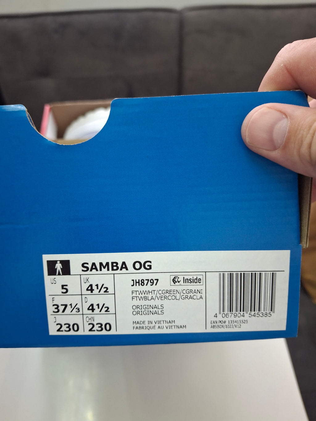 Adidas Samba OG White Green UK Size 4.5